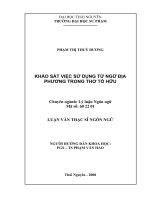 Khảo sát việc sử dụng từ ngữ địa phương trong thơ Tố Hữu