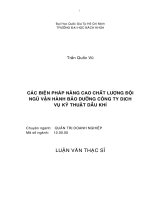 Các biện pháp nâng cao chất lượng đội ngũ vận hành bảo dưỡng công ty dịch vụ kỹ thuật dầu khí