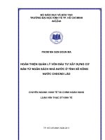 Hoàn thiện quản lý vốn đầu tư xây dựng cơ bản từ NSNN ở tỉnh Xê Kông - Lào