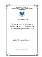 Nâng cao chất lượng dịch vụ ngân hàng bán lẻ tại Ngân hàng TMCP Xuất nhập khẩu VN