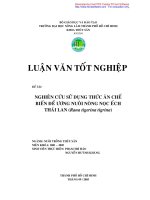  Nghiên cứu sử dụng thức ăn chế biến để ương nuôi nòng nọc ếch Thái Lan