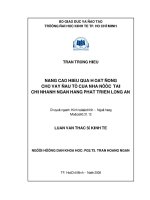 Nâng cao hiệu quả hoạt động cho vay đầu tư của Nhà nước tại Chi nhánh ngân hàng phát triển Long An
