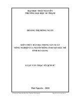 Kiến thức bản địa trong sản xuất nông nghiệp của người mông ở huyện bắc mê, tỉnh hà giang