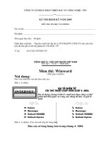 Đề thi định kỳ hằng năm môn Tin học văn phòng