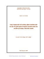 Thực trạng một số chứng, bệnh thường gặp và yếu tố liên quan ở người chuyên canh vải huyện lục ngạn, tỉnh bắc giang