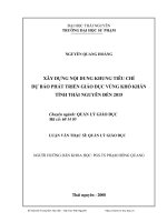Xây dựng nội dung khung tiêu chí dự báo phát triển giáo dục vùng khó khăn tình thái nguyên đến 2015