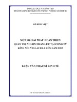 Một số giải pháp hoàn thiện quản trị nguồn nhân lực tại Công ty Kính nổi Viglacera