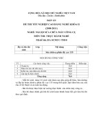 Đề thi Thực hành nghề chuyên ngành sửa chữa máy công cụ 10