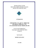 Ảnh hưởng của pH và nhiệt độ hoạt tính xúc tác của enzyme papain trong đu đủ