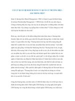 QUẢN LÝ QUAN HỆ KHÁCH HÀNG VÀ QUẢN LÝ THƯƠNG HIỆU - HAI TRONG MỘT