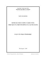 Đánh giá chất lượng và khả năng chịu hạn của một số giống lúa cạn hà giang