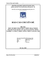 Một số biện pháp phát triển hoạt động thanh toán quốc tế tại ngân hàng nông nghiệp và phát triển nông thôn nam hà nội