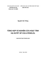 Tổng hợp và nghiên cứu hoạt tính hạ huyết áp của atenolol