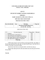 Đề thi Thực hành nghề chuyên ngành sửa chữa máy công cụ 32