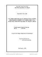 Các biện pháp quản lý nhằm tăng cường hoạt động nghiên cứu khoa học của sinh viên trường đại học sư phạm - đhtn