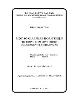 Một số giải pháp hoàn thiện hệ thống kiểm soát nội bộ của Ngành Y tế tỉnh Long An