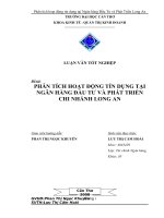 Phân tích hoạt động tín dụng tại Ngân hàng Đầu Tư và Phát Triển chi nhánh Long An