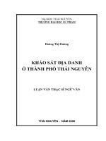Khảo sát địa danh ở thành phố Thái Nguyên