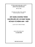 Xây dựng chương trình chuyển đổi cây cú pháp trong hệ dịch tự động Anh-Việt