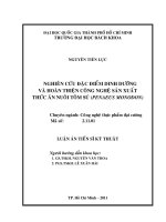 Nghiên cứu đặc điểm dinh dưỡng và hoàn thiện công nghệ sản xuất thức ăn nuôi tôm sú (penaeus monodon)