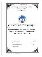 Hoàn thiện kế toán chi phí sản xuất và tính giá thành sản xuất sản phẩm tại công ty cp mặt trời vàng