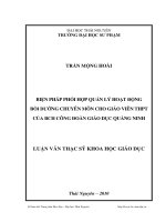 Biện pháp phối hợp quản lý hoạt động bồi dưỡng chuyên môn cho giáo viên trung học phổ thông của BCH Công đoàn giáo dục tỉnh Quảng Ninh
