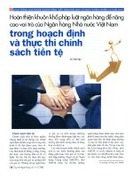 Hoàn thiện khuôn khổ pháp luật ngân hàng để nâng cao vai trò của Ngân hàng Nhà nước Việt Nam trong hoạch định và thực thi chính sách tiền tệ