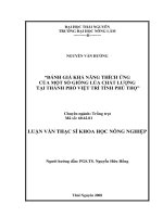 Đánh giá khả năng thích ứng của một số giống lúa chất lượng tại thành phố việt trì tỉnh phú thọ