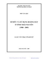 Sở hữu và sử dụng ruộng đất ở tỉnh thái nguyên (1988 - 2005)