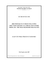 Biện pháp quản lý nhằm tăng cường chức năng giáo dục của trung tâm văn hóa thông tin - thể thao thành phố thái nguyên