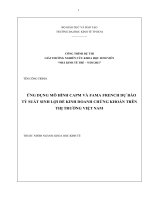 Ứng dụng mô hình CAPM và Fama French dự báo tỷ suất sinh lợi để KD chứng khoán.pdf