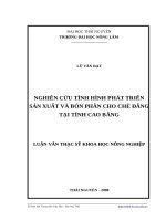  Nghiên cứu tình hình phát triển sản xuất và bón phân cho chè đắng tại tỉnh Cao Bằng