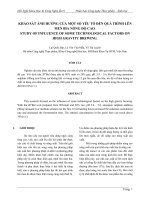 Khảo sát ảnh hưởng của một số yếu tố đến quá trình lên men bia nồng độ cao