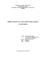 Phiếu khảo sát sản phẩm khai thác - Lưới kéo