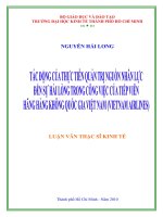 Tác động của thực tiễn quản trị nguồn nhân lực đến sự hài lòng trong công việc của tiếp viên hãng hàng không Quốc gia Việt Nam (Vietnam Airlines)