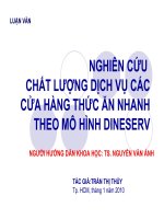 Nghiên cứu chất lượng dịch vụ các cửa hàng thức ăn nhanh theo mô hình dineserv