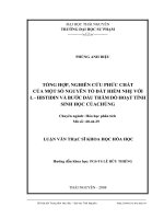 Tổng hợp nghiên cứu phức chất của một số nguyên tố đất hiếm nhẹ với l - histidin và bước đầu thăm dò hoạt tính sinh học của chúng