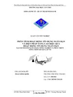 Phân tích hoạt động tín dụng ngắn hạn và biện pháp nâng cao hiệu quả hoạt động tín dụng ngắn hạn tại chi nhánh NHNo & PTNT huyện Lấp Vò