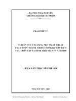 Nghiên cứu ứng dụng một số kỹ thuật chẩn đoán nhanh Vibrio cholerae gây dịch tiêu chảy cấp tại tỉnh Thái Nguyên năm 2008