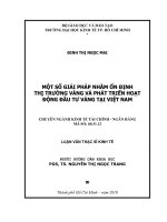 Một số giải pháp nhằm ổn định thị trường vàng và phát triển hoạt động đầu tư vàng