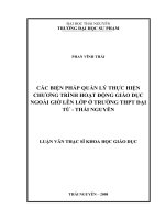 Các biện pháp quản lý thực hiện chương trình hoạt động giáo dục ngoài giờ lên lớp ở trường thpt đại từ - thái nguyên