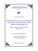 Giải pháp nâng cao năng lực cạnh tranh của CTCP XD công trình giao thông Bến Tre