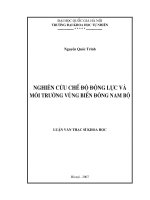 Nghiên cứu chế độ động lực và môi trường vùng biển Đông Nam Bộ
