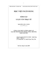 Nâng cao chất lượng cho vay tại chi nhánh ngân hàng công thương thái nguyên