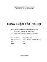 Hoạt động Marketing nhằm phát triển đường bay Việt Nam – Nhật Bản của Tổng công ty hàng không Việt Nam  Mục lục