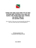  Đánh giá hiệu quả kinh tế và ảnh hưởng môi trường của việc sử dụng chế phẩm sinh học trong việc nuôi tôm sú xã Quảng Công