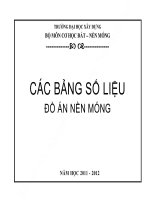 Các bảng số liệu đồ án nền móng
