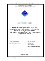 Phân tích tình hình tín dụng và giải pháp hạn chế rủi ro tín dụng tại NHNO & PTNT huyện Thanh Bình