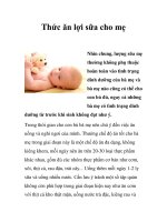 Thức ăn lợi sữa cho mẹ 