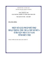 Một số giải pháp hỗ trợ hoạt động thu mua chỉ xơ dừa ở huyện Mỏ Cày Nam tỉnh Bến Tre